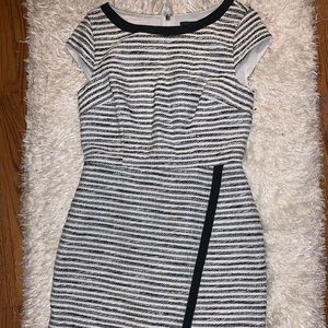 Black and white striped work dress